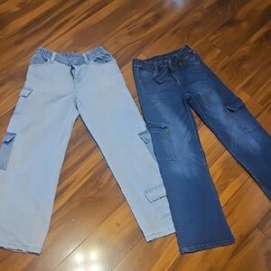 Justice Kids Bottoms Jeans in Light Blue and Dark Blue